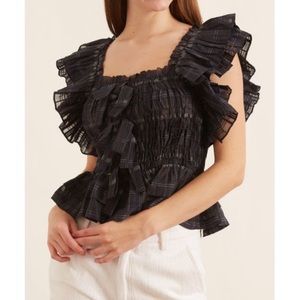 Ulla Johnson Black Ruffled Top